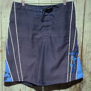 Tony Hawk tie front board shorts.